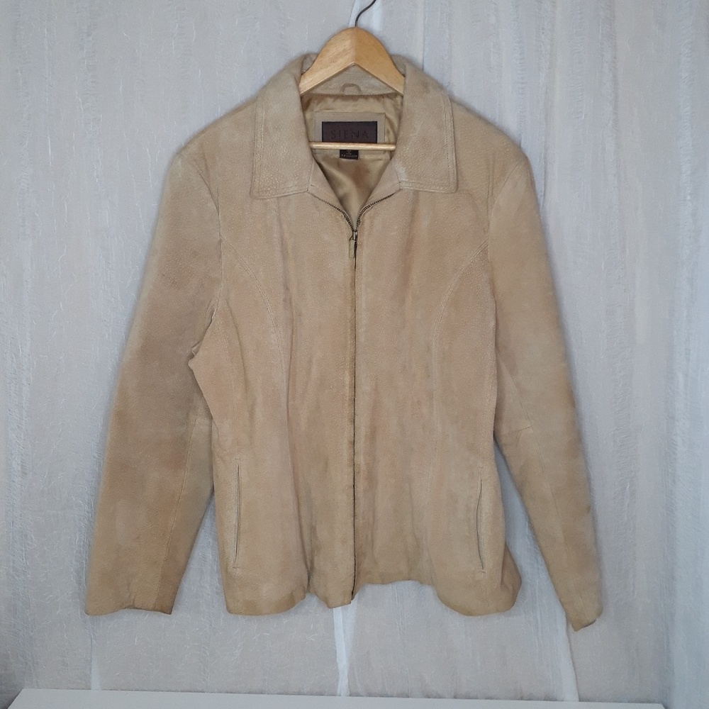 Sienna Tan Suede Jacket with zippered Front‎
